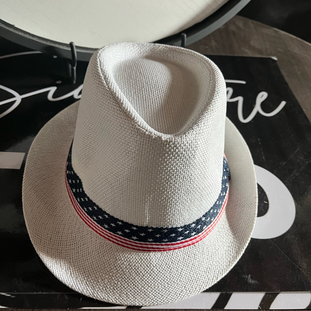 American Flag Inspired 100% Paper Straw Hat Size 58 NEW